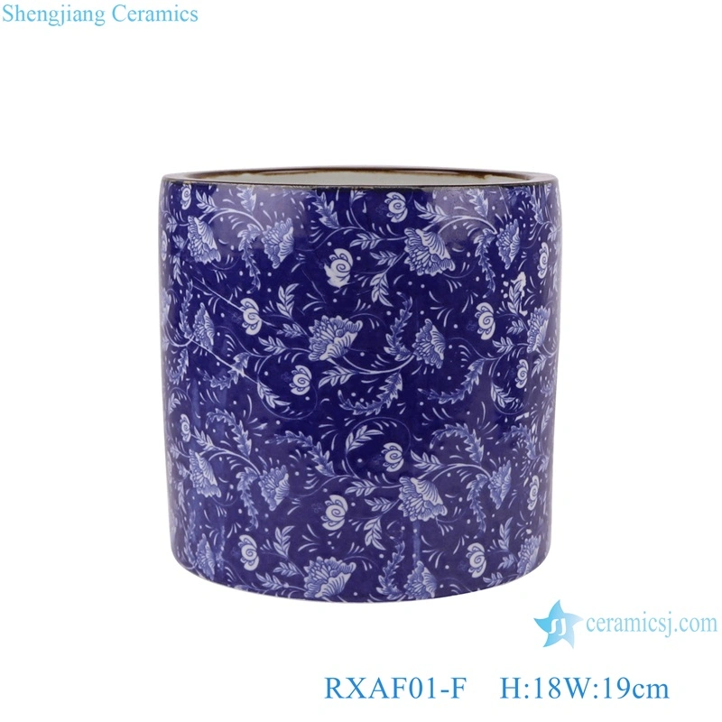 Blue and White Red Color Glazed Porcelain Peony Flower Pattern Happiness Letters Vases Different Patterns Ceramic Pen Holder