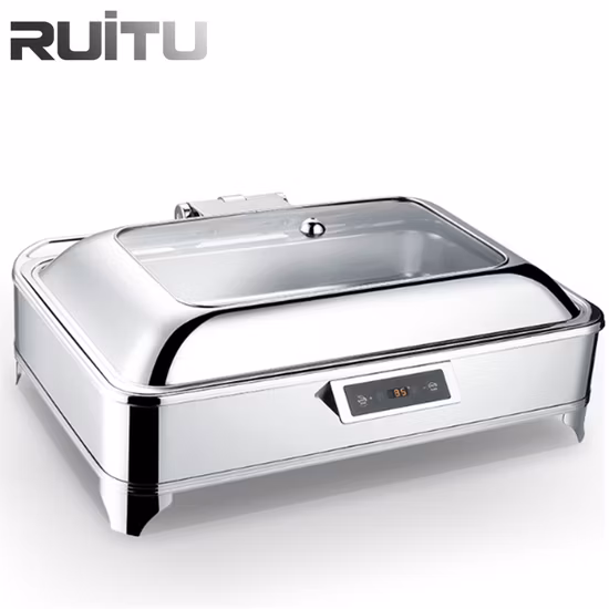 Five Star Guangzhou Hotel Supplies Kitchen Equipment 6L Roll Top Gold Catering Buffet Chafing Dish Food Warmer Tableware Set Luxury Hotel and Restaurant Supply