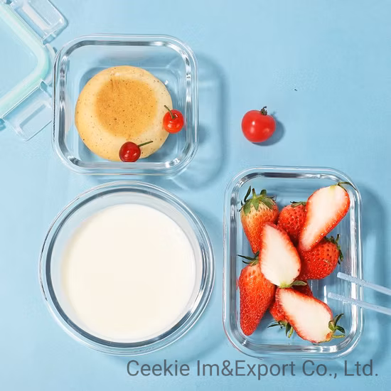 1400ml Round Kitchen Lunch Box Microwave Glass Bowl Glass Crisper with Cover
