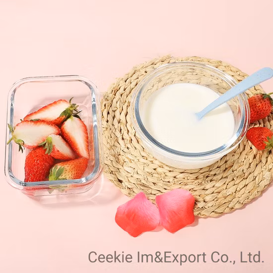 730ml Round Kitchen Lunch Box Microwave Glass Bowl Glass Crisper with Lid